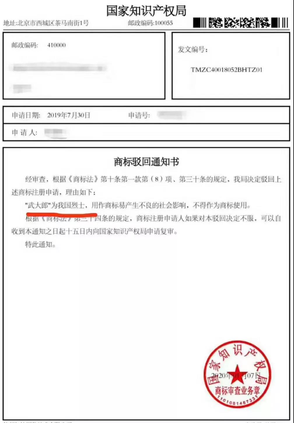 “武大郎”商標(biāo)因烈士被駁回？烈士姓名禁用商標(biāo)